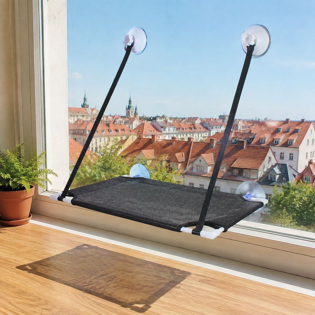 Závěsná houpací síť na kočky na balkóně