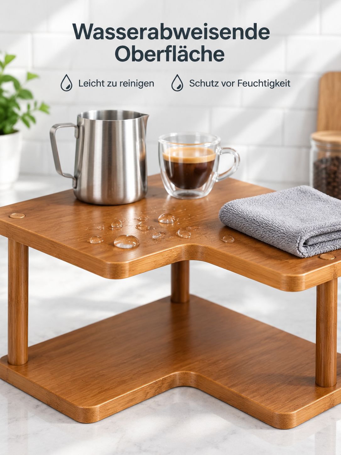 Praktische Ablage für Kaffeetassen in der Ecke