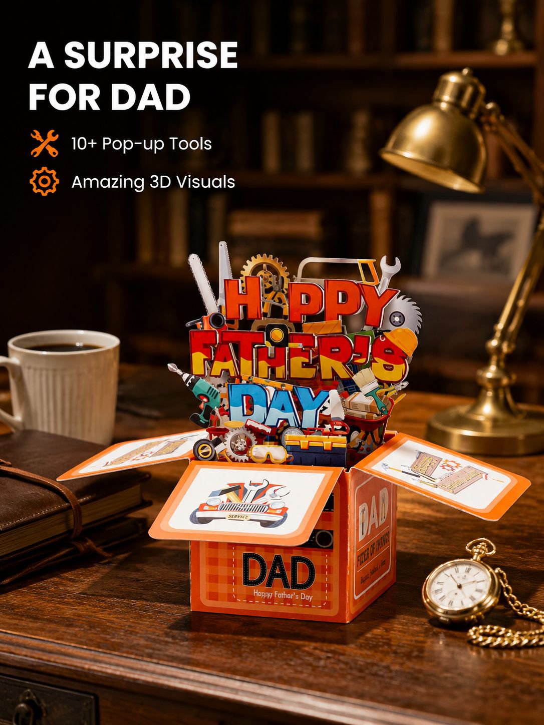 Father's Day BEST DAD Pop-up Box Card Foldable Gift