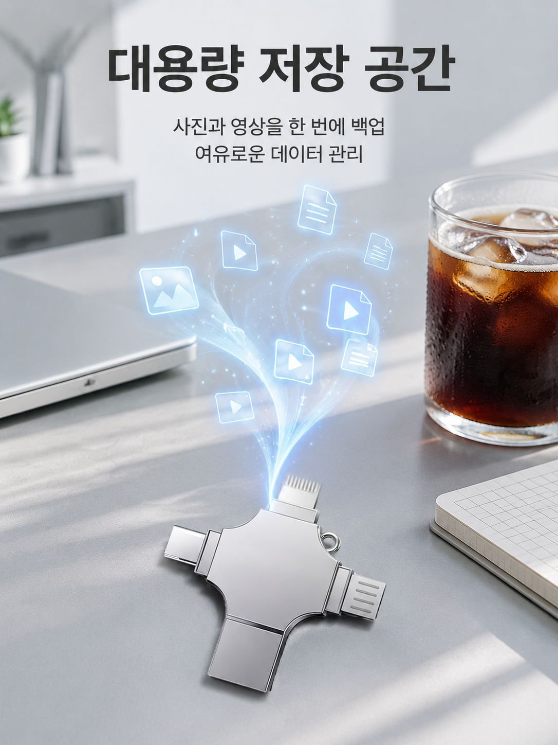 컴퓨터 겸용 USB 쿼드 원 대용량 다기능 메탈 핸드폰 USB
