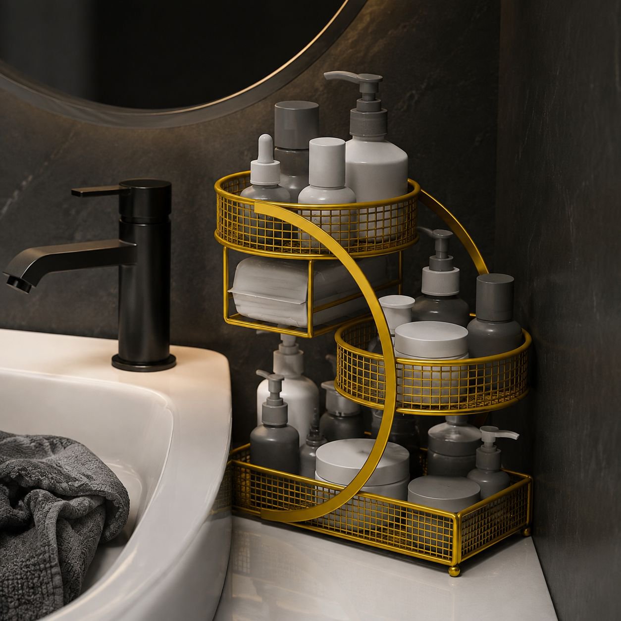 Desktop Cosmetic Organizer Bathroom Sink Storage Box