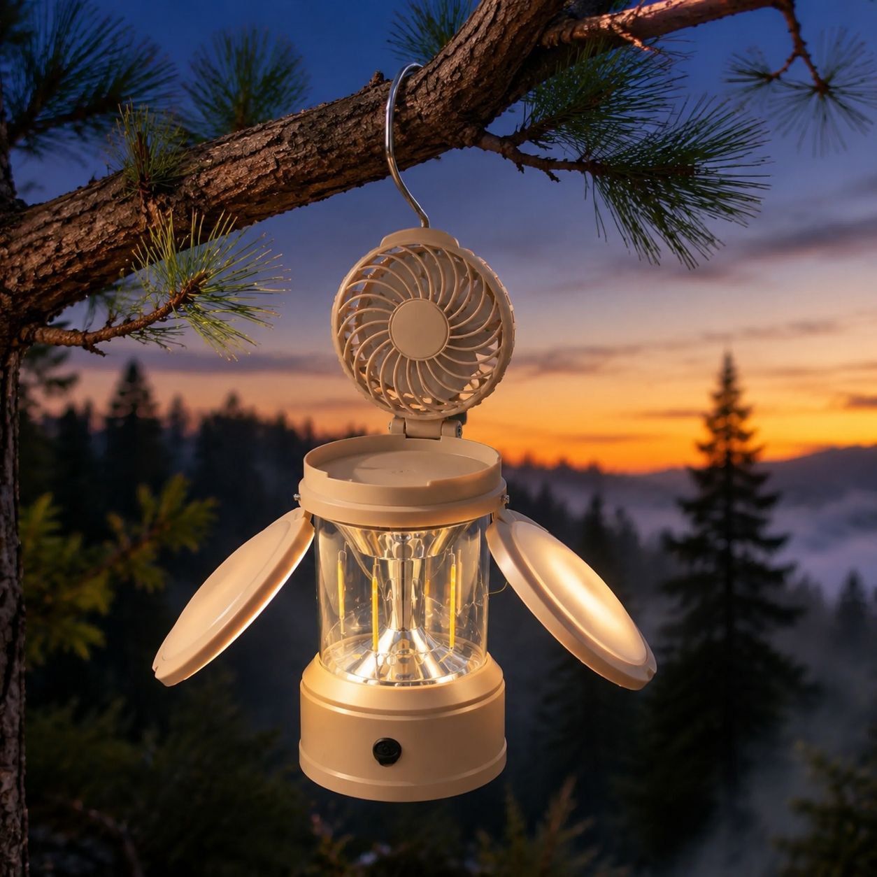 Portable High-Intensity Folding Tent Light Fan Multifunctional Camping Lantern