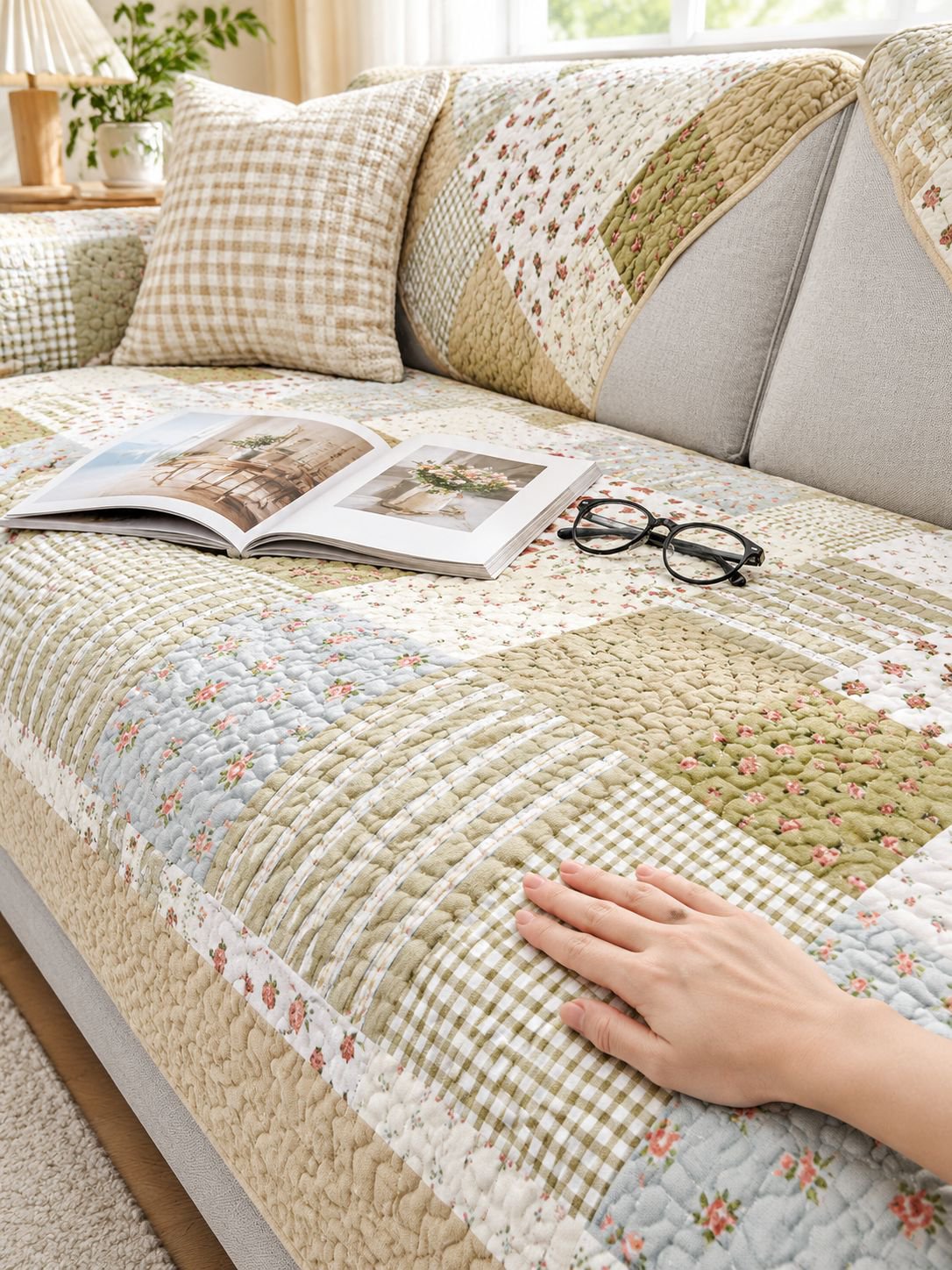 Sofaüberwurf aus Baumwolle im klassischen Landhausstil