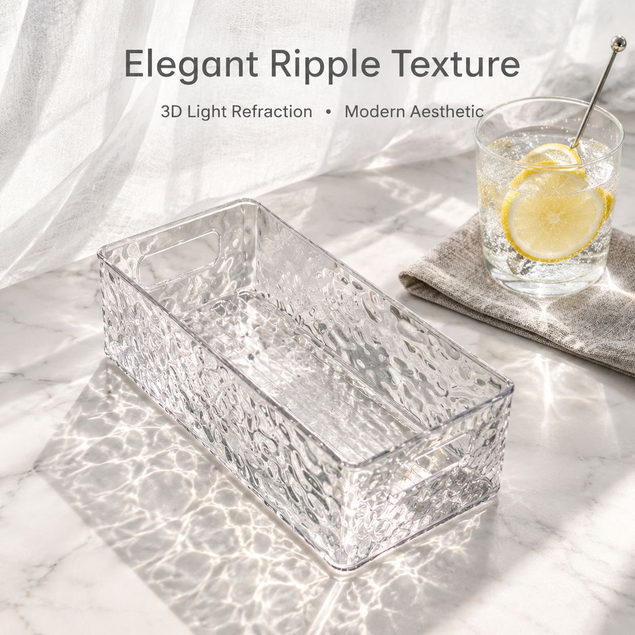 Narrow Clear Desktop Storage Box