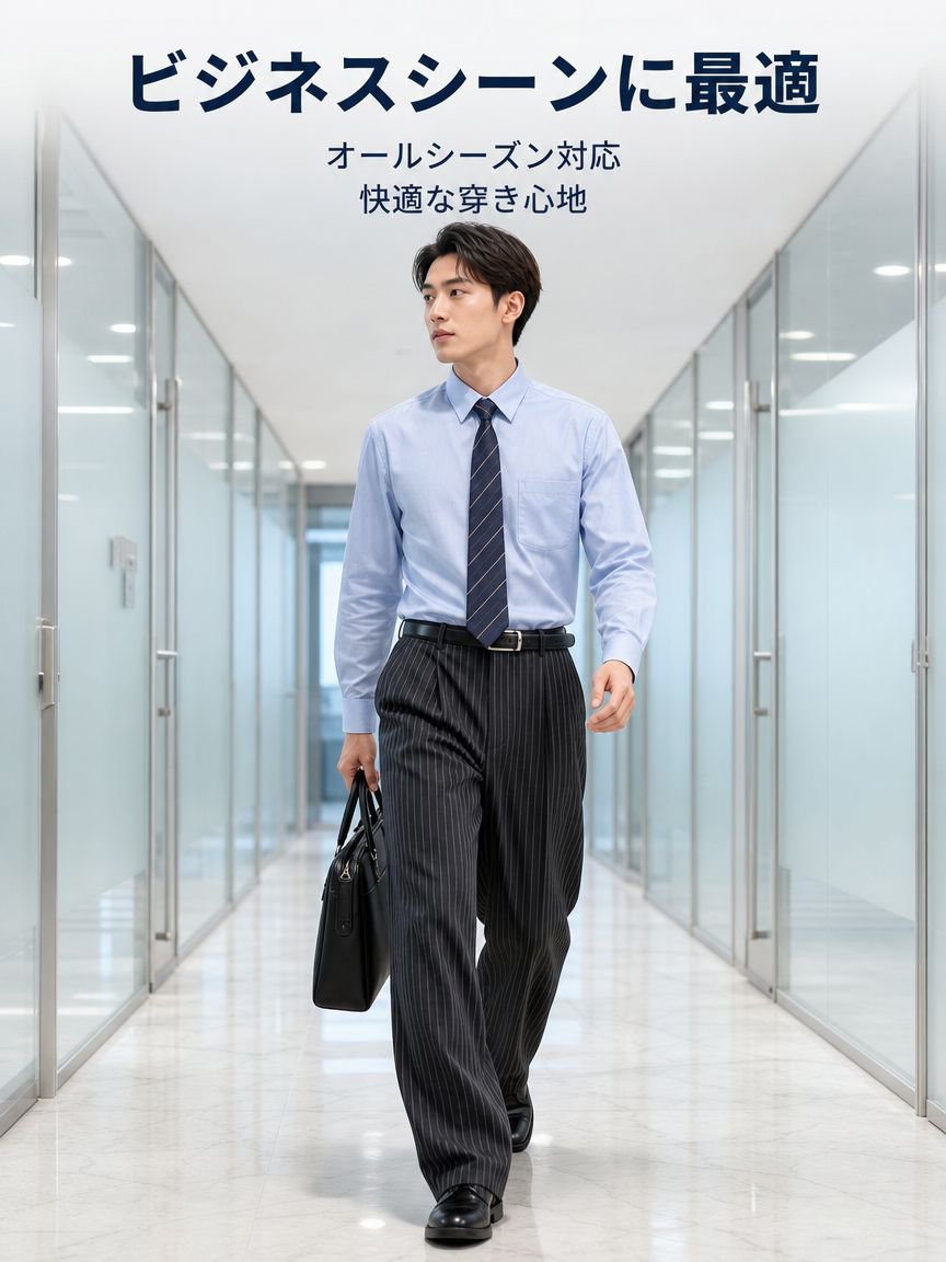 レトロストレートストライプスーツパンツ