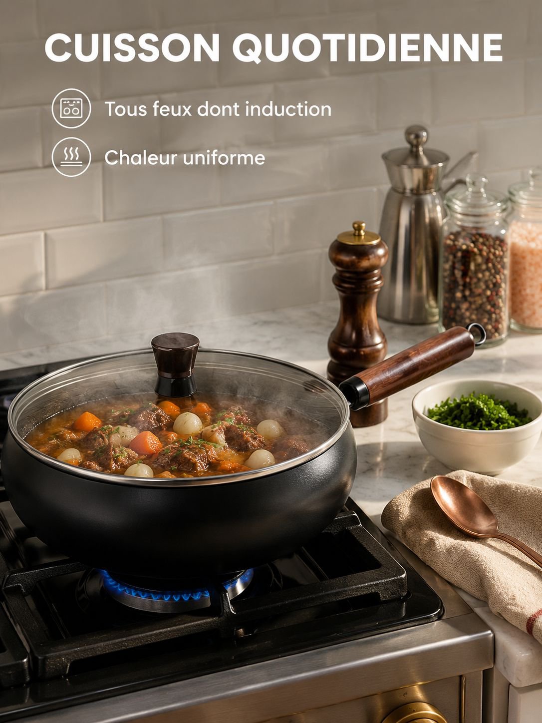 Casserole en fonte multifonction pour la maison