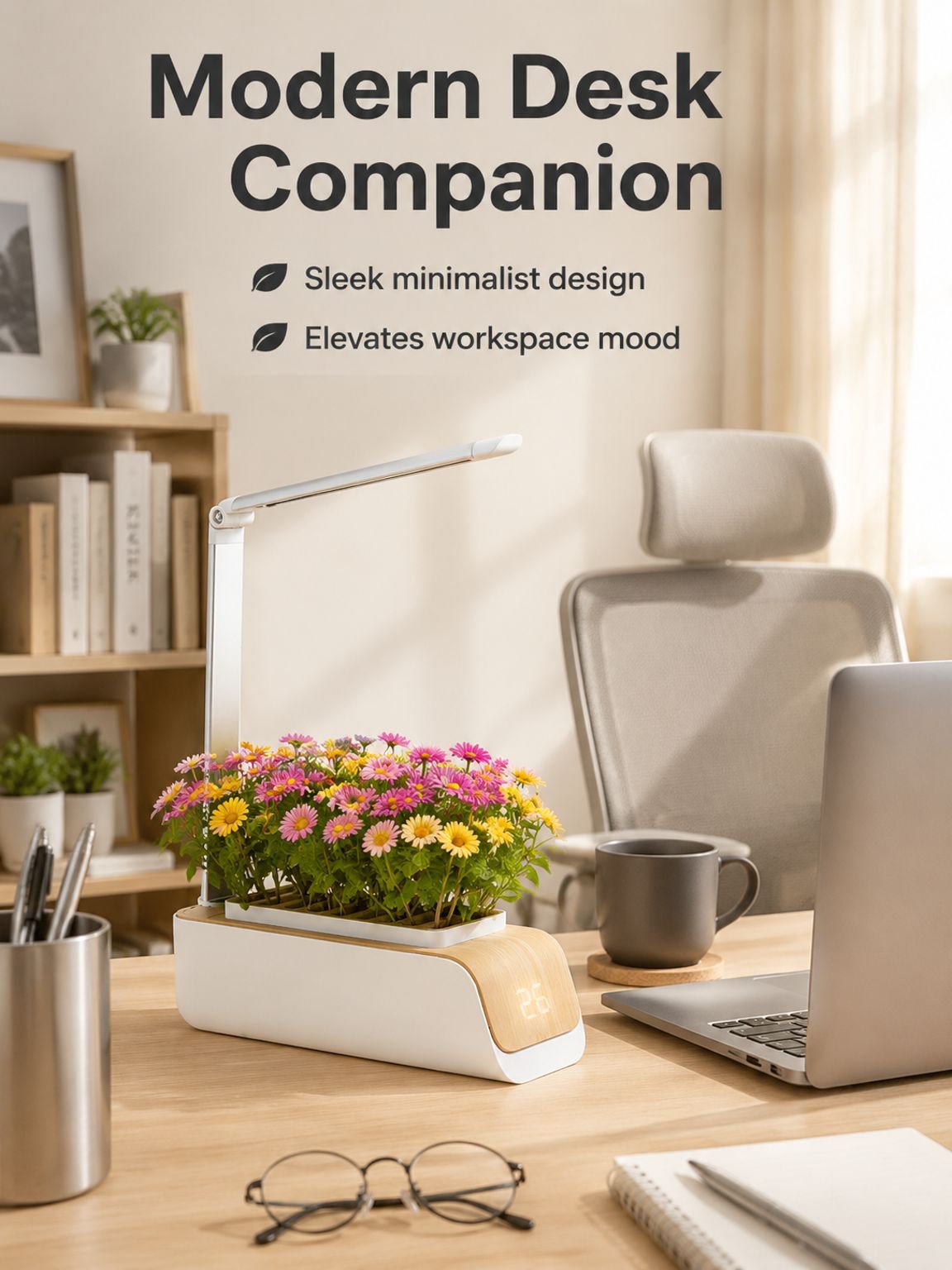 Smart indoor planter kit with LED plant growth light, smart planter with automatic illumination time