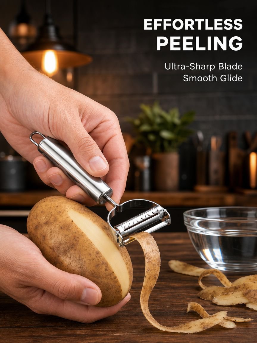 JMY - Stainless Steel Kitchen Gadgets for Restaurants and Homes: Fruit Peeler, Creative Smiley Face 