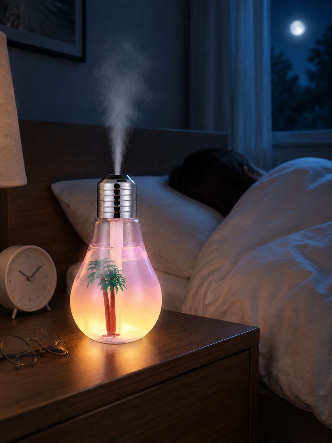 おしゃれな七彩電球型家庭用加湿器