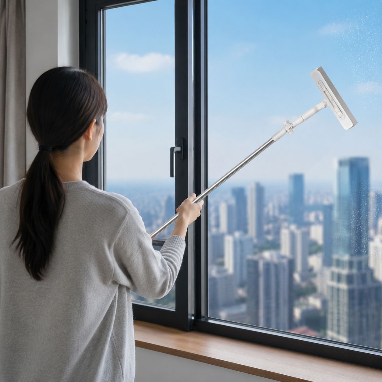 Three-color dual-omnidirectional glass cleaner