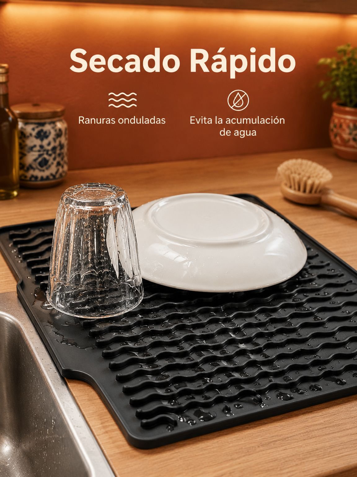 Alfombrilla de silicona para el desagüe del fregadero de la cocina