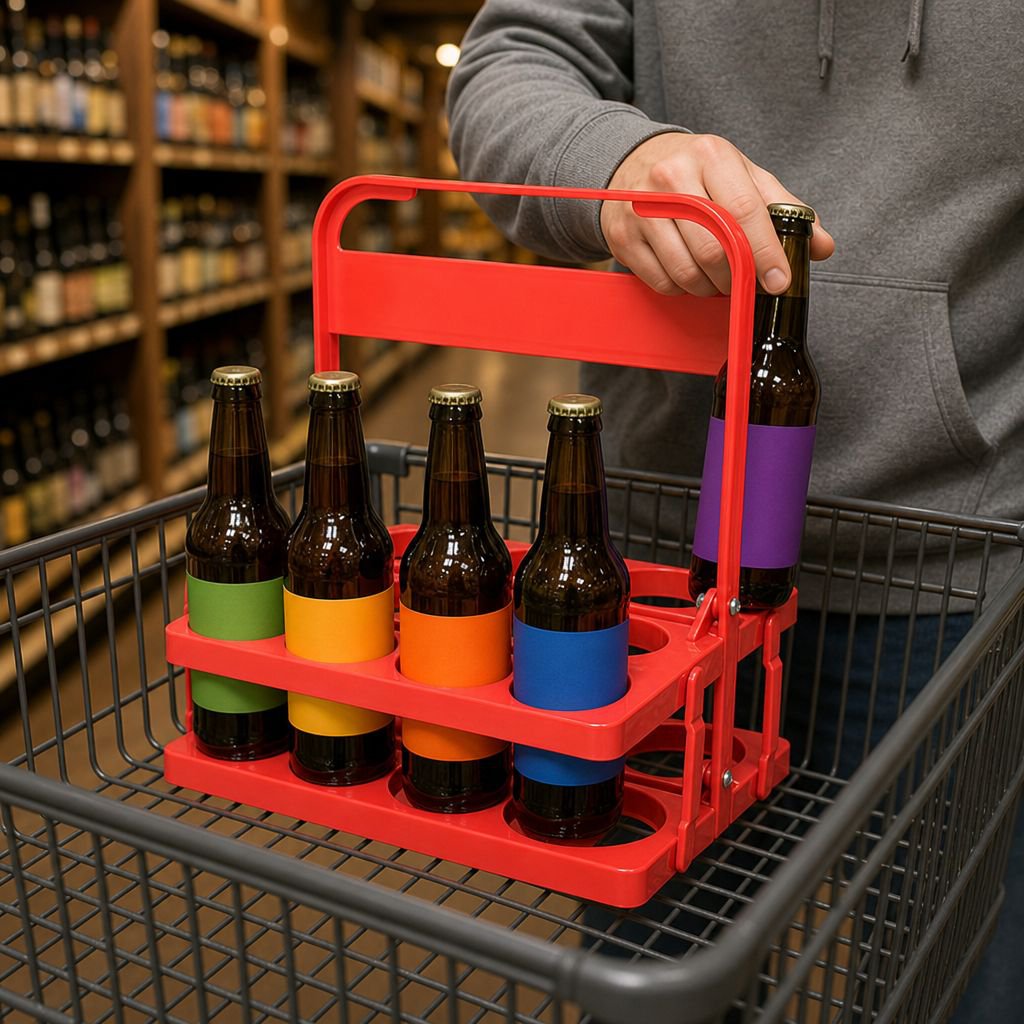 Portable 6-bottle drink holder for beer and beverages