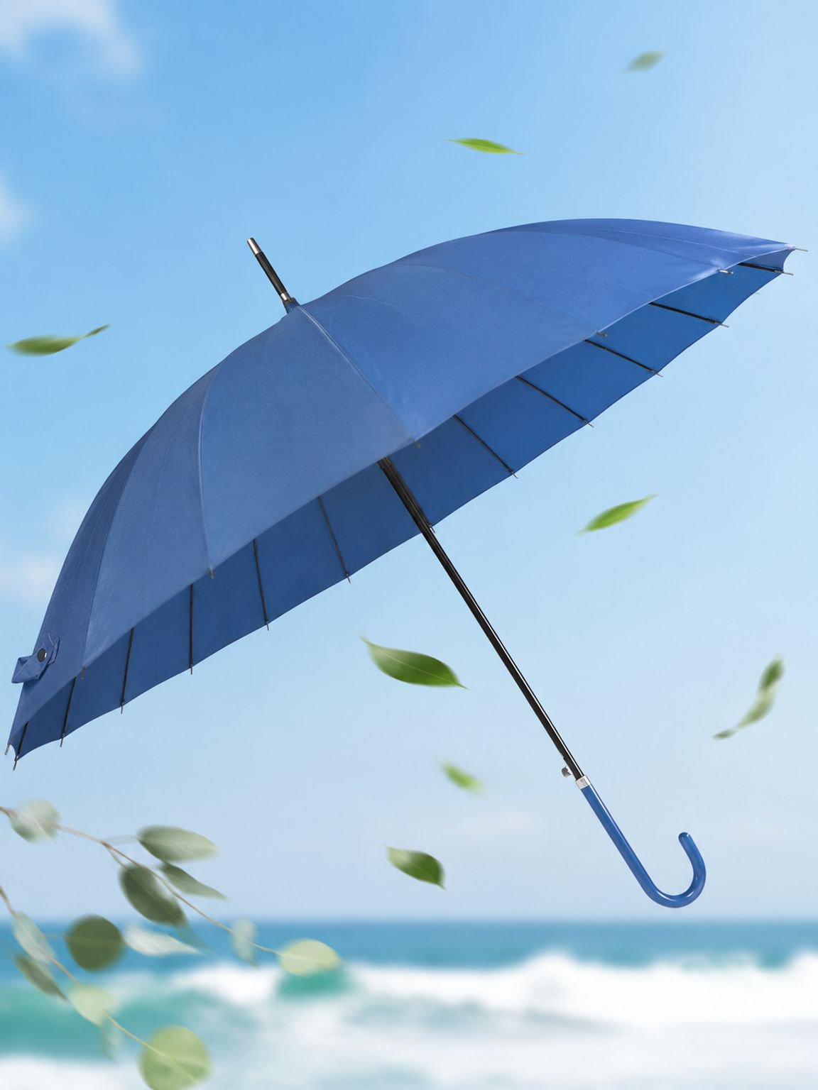 Japanese style long handle umbrella with a minimalist canopy