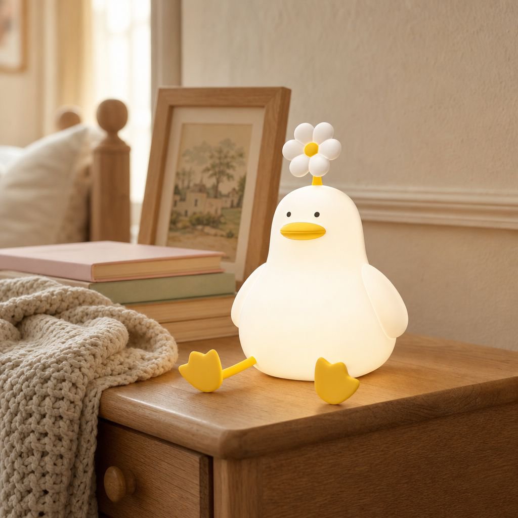 Lampe de chevet canard endormi avec petite veilleuse à induction, cadeau pour enfant
