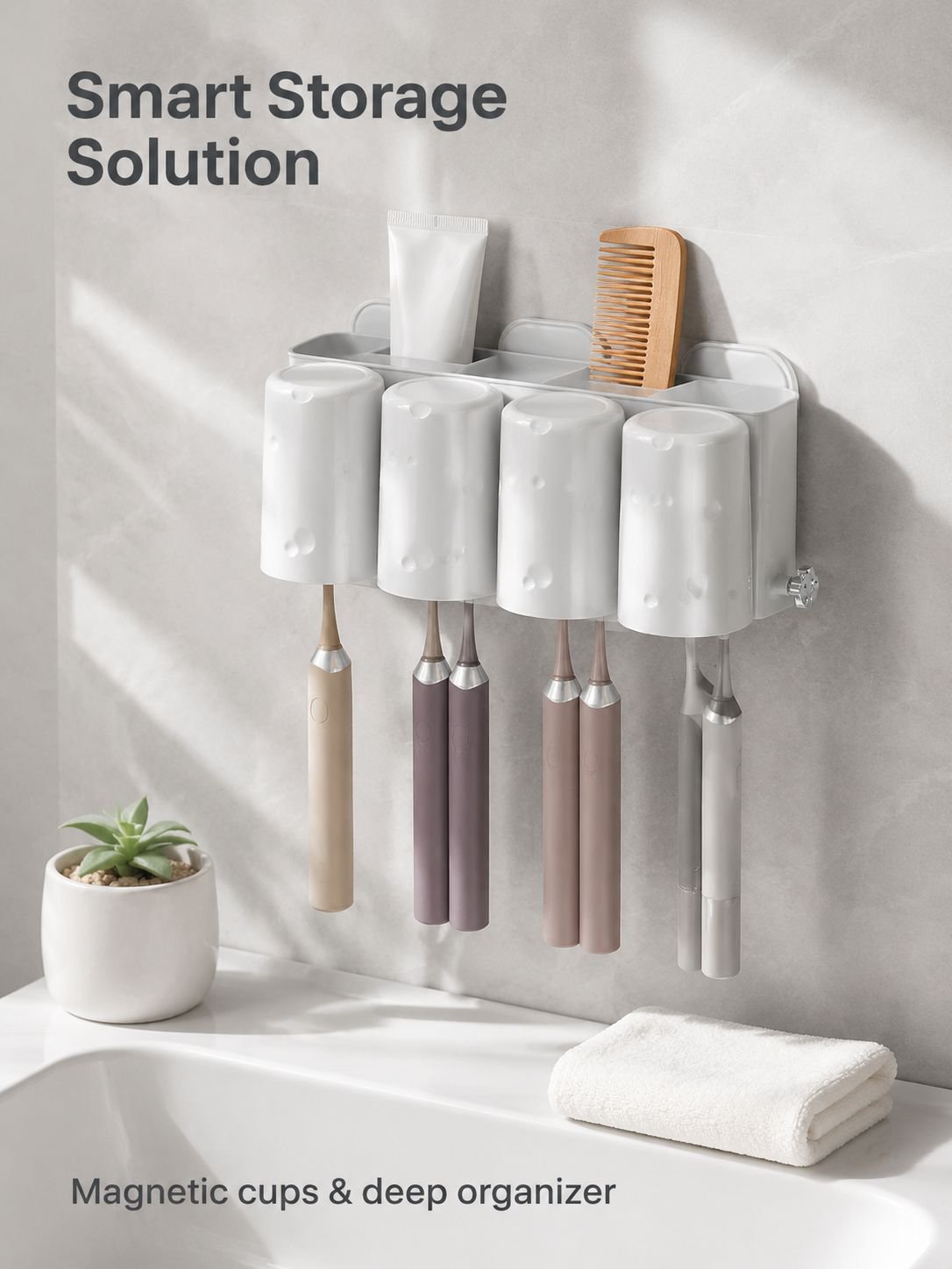 No-Drill Suction Toothbrush Stand
