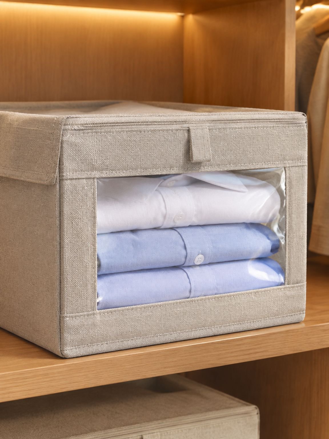 Faltbare Aufbewahrungsbox aus Baumwoll-Leinen für Kleidung