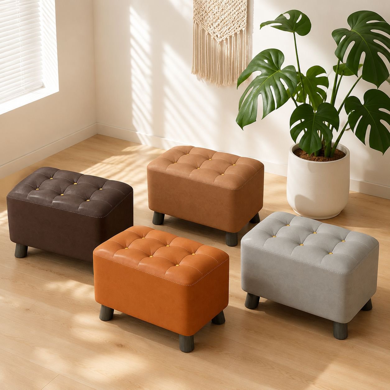 Tabouret d'entrée carré créatif, également repose-pieds pour canapé