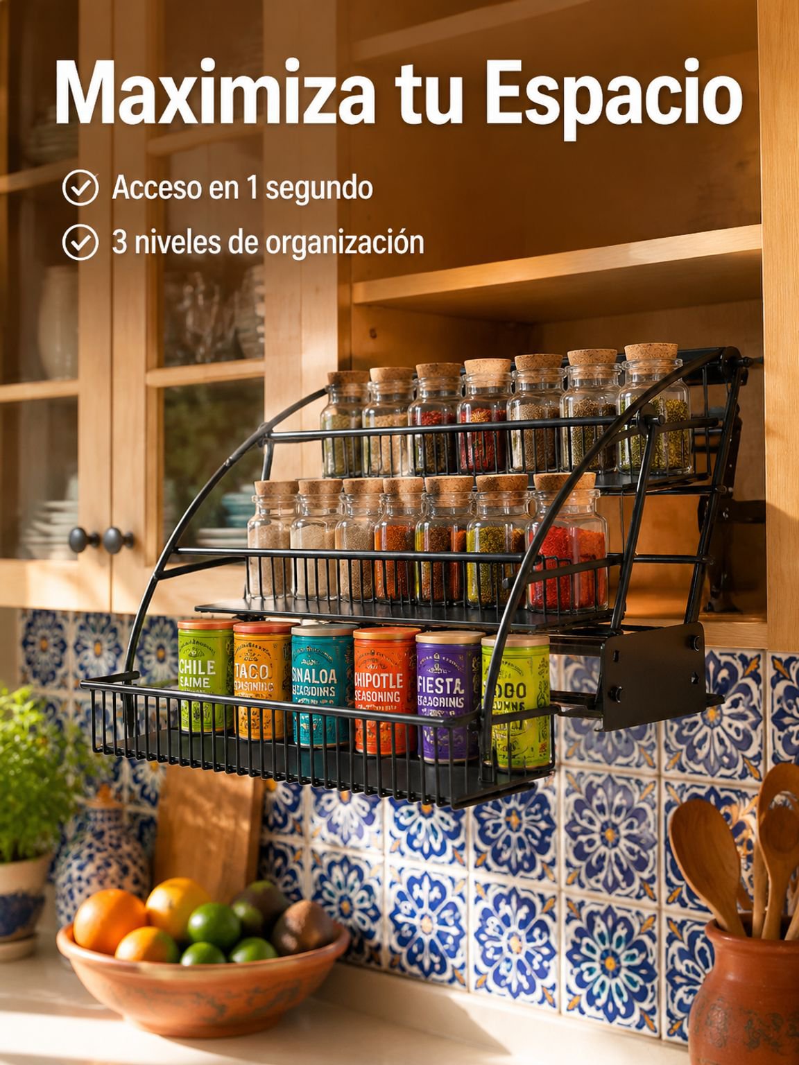 Cesta de almacenamiento elevable para la cocina