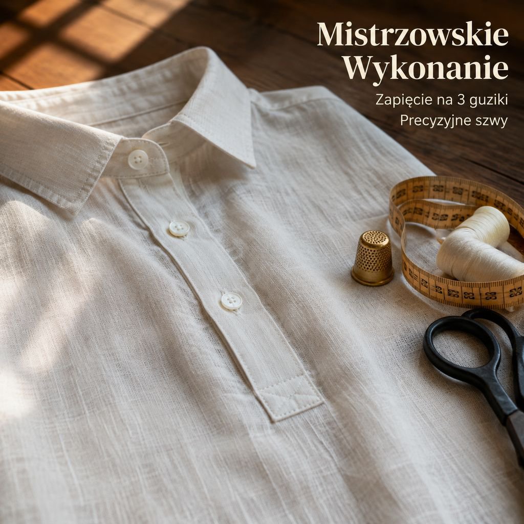 Letnia męska koszula z lnu, chłodząca i przewiewna, luźny fason z krótkim rękawem