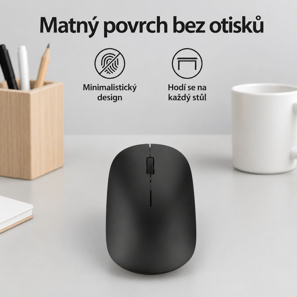 Ergonomická bezdrátová tichá Bluetooth myš