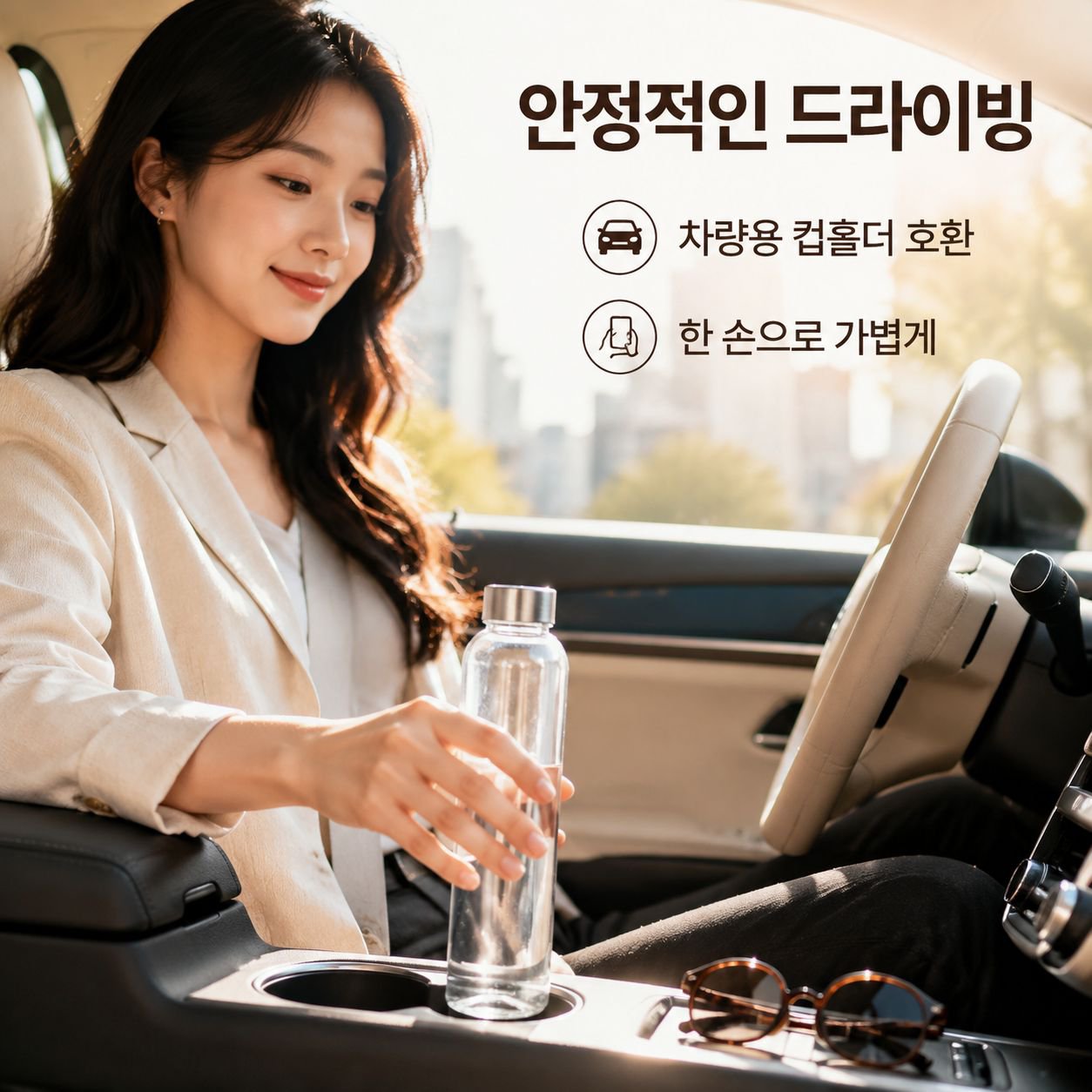 투명 스테인리스 스틸 뚜껑 유리 물컵