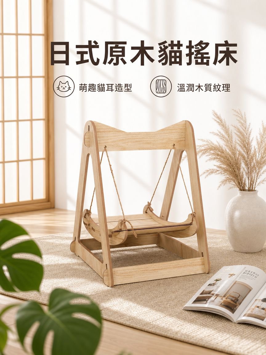 木製貓咪搖床
