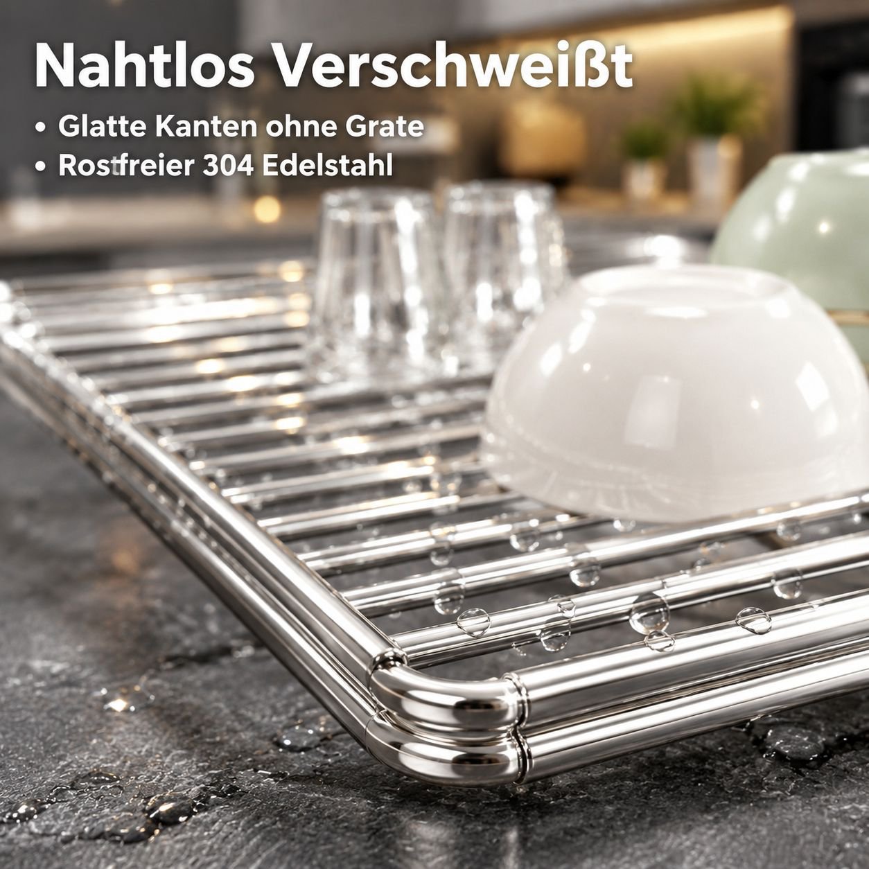 Kompaktes Abtropfgestell nach dem Zusammenfalten platzsparend verstaut