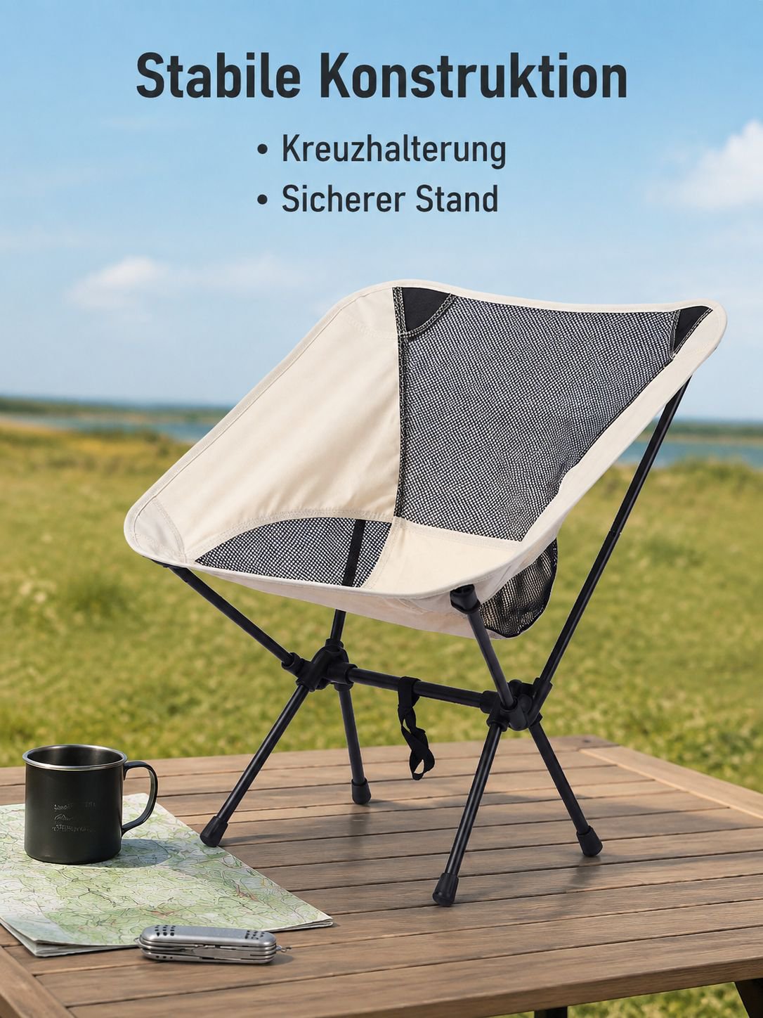 Kompakter Klappstuhl für Outdoor-Aktivitäten
