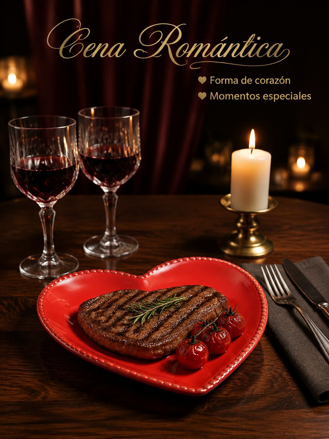 Plato de cerámica con forma de corazón