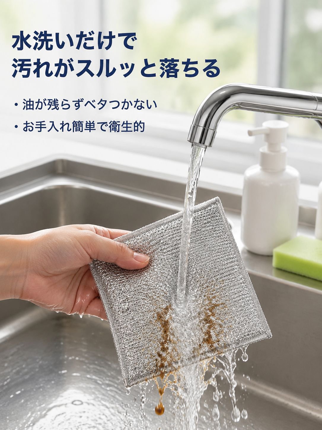 油や汚れを落とす銀糸ふきん