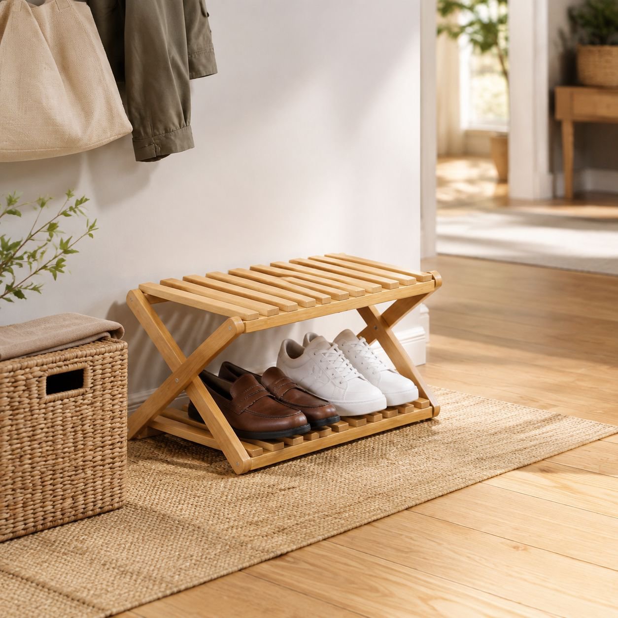 Estante de zapatos plegable para el hogar, sin instalación