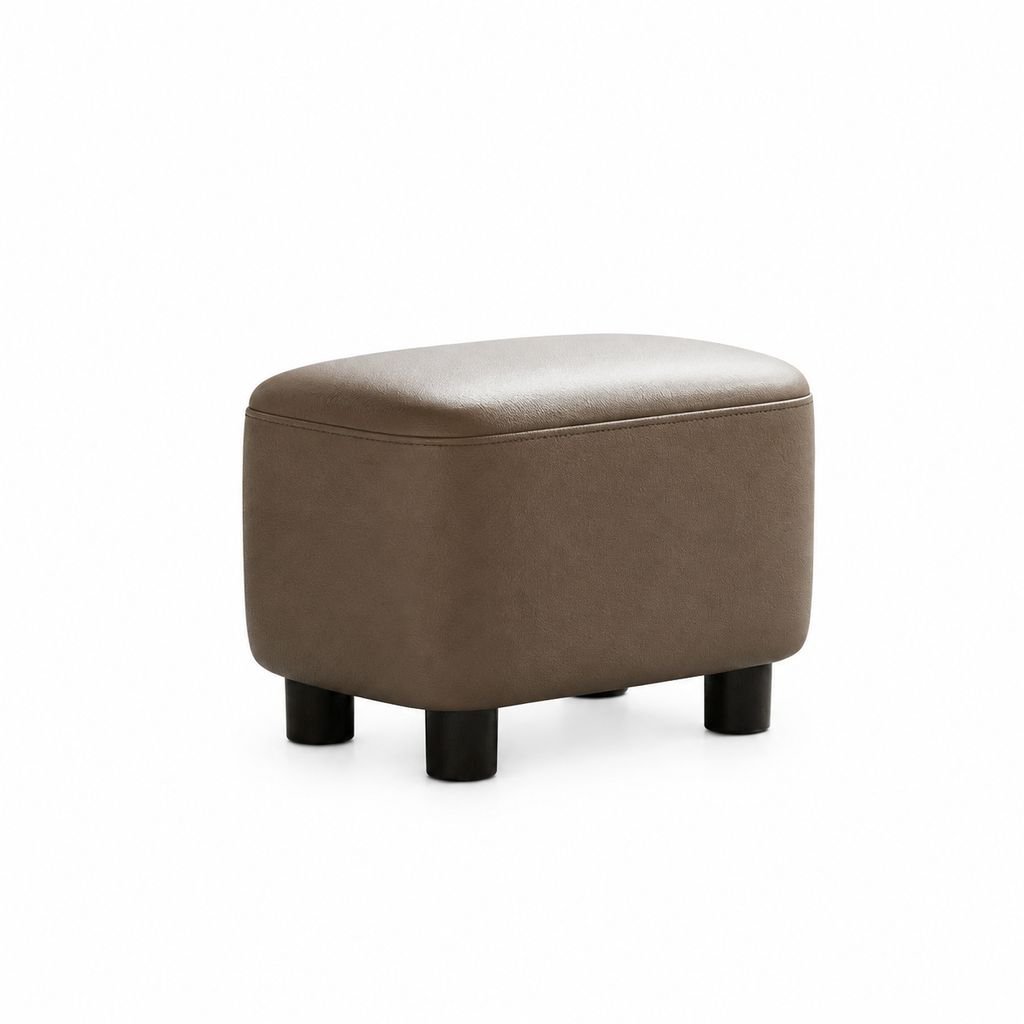 Minimalist Style Small Leather Stool Entryway Shoe Changing Ottoman