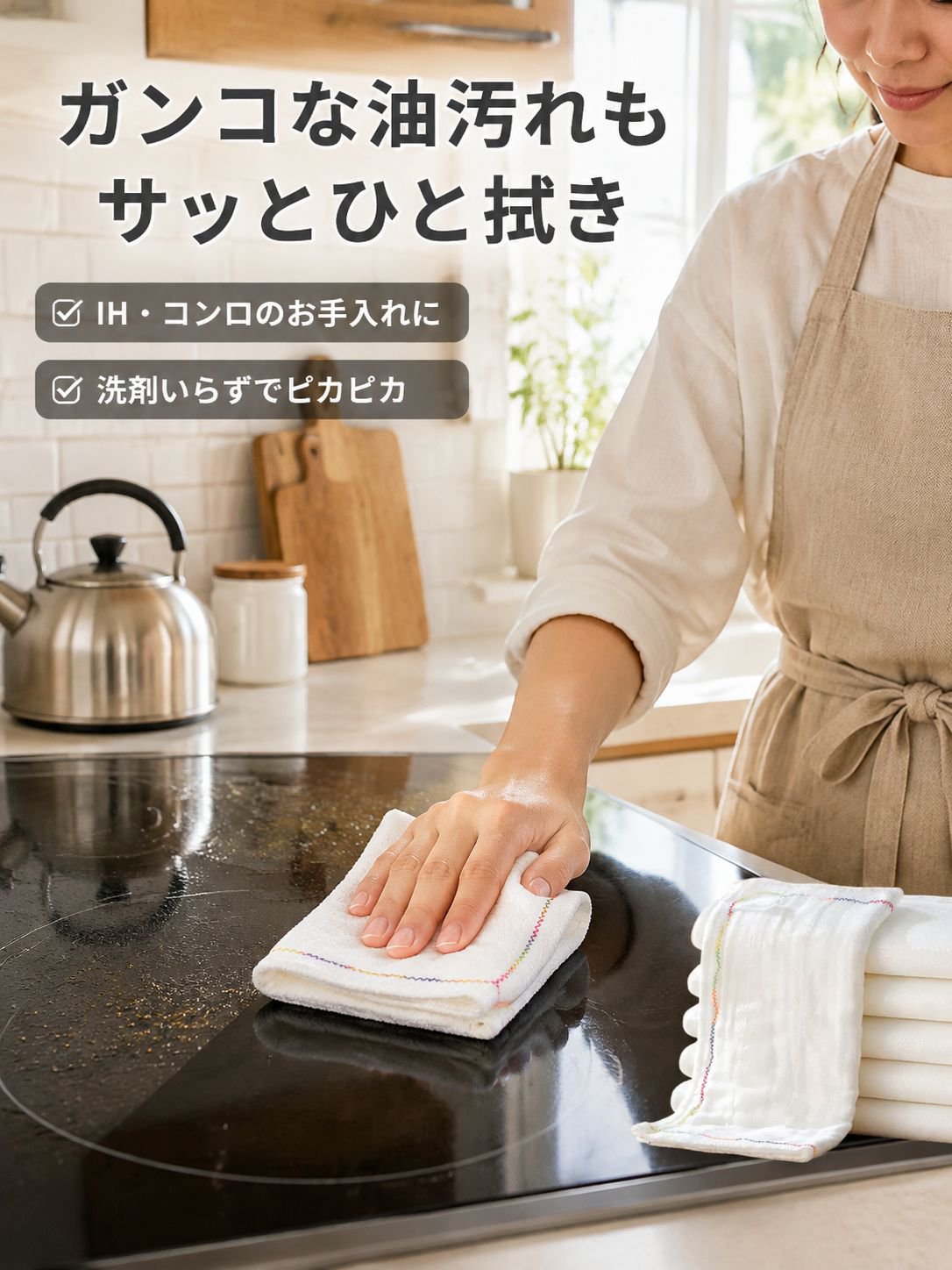 油汚れを落とす厚手の雑巾