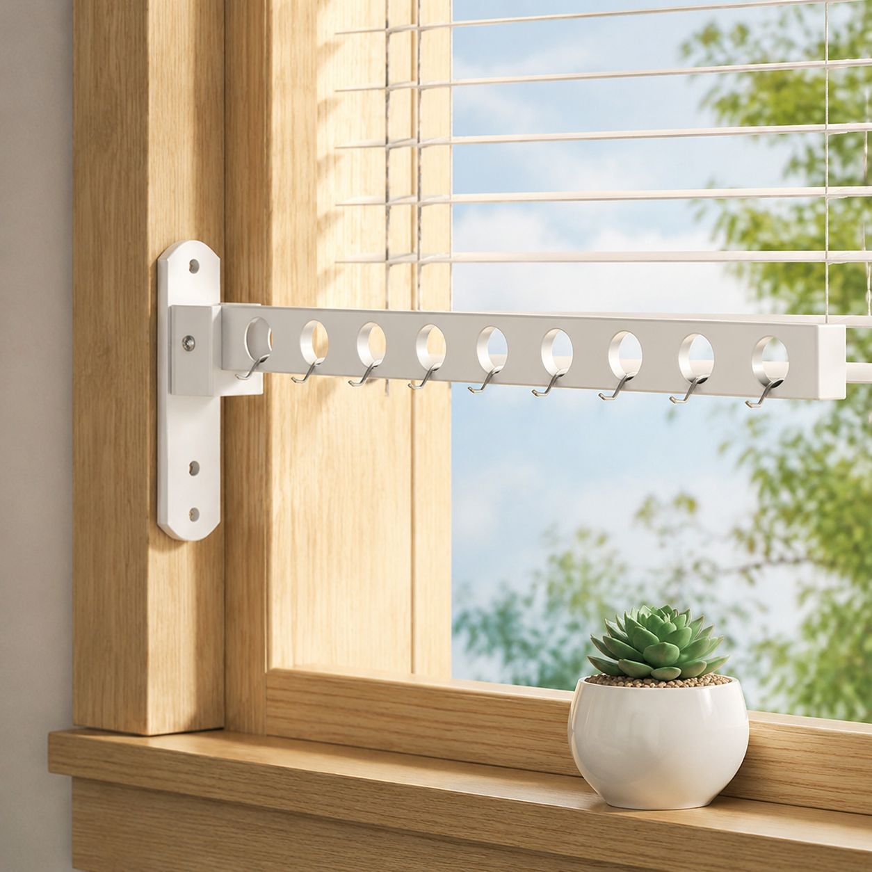 Foldable No-Installation Invisible Clothes Hanger for Balcony/Window