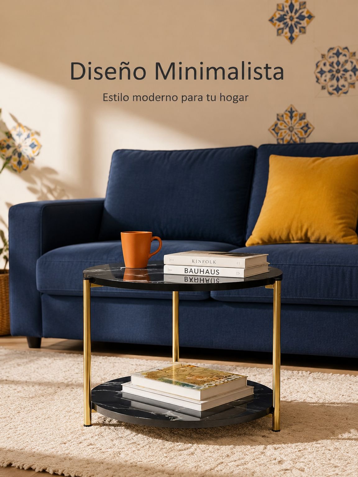 Sofá minimalista, mesa de centro para sala de estar