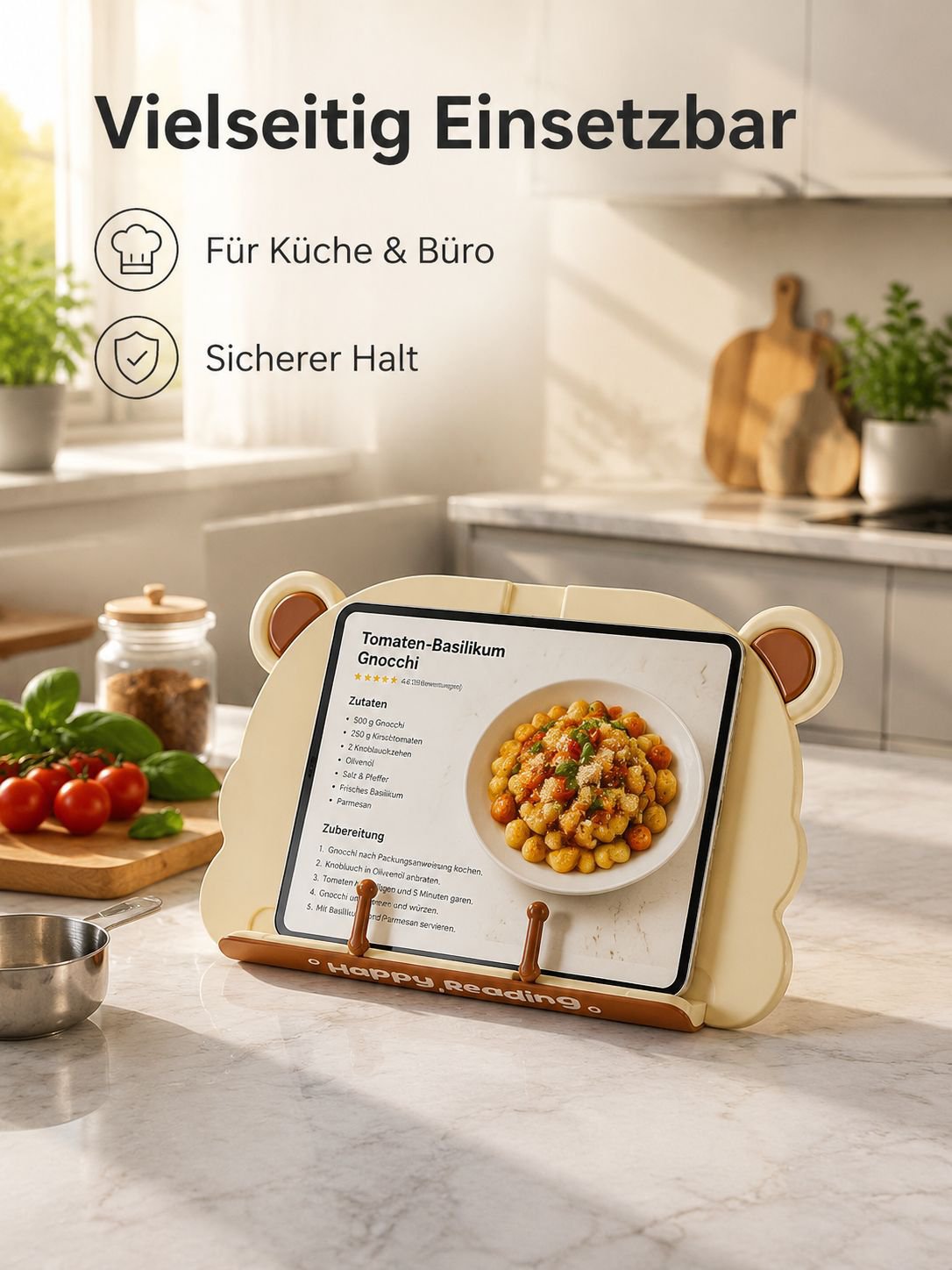 Multifunktionaler Leseständer, Buchstütze, Handy- und Tablet-Halter