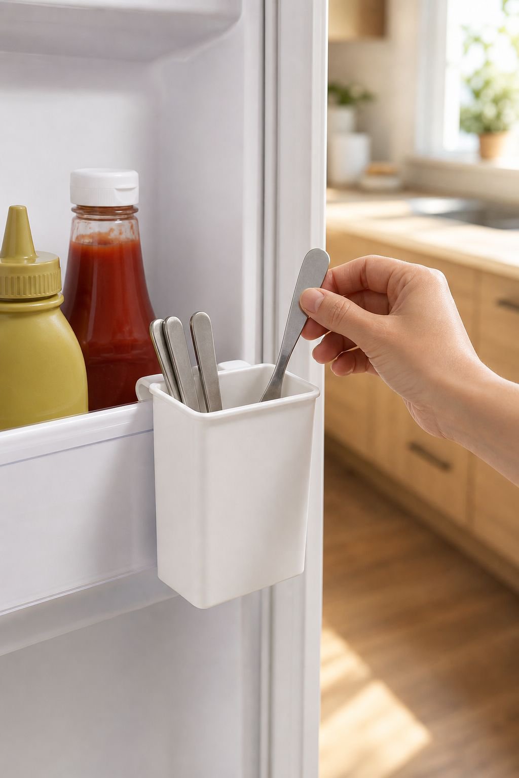 Hanging Cutlery Storage Rack for Refrigerator Side Door