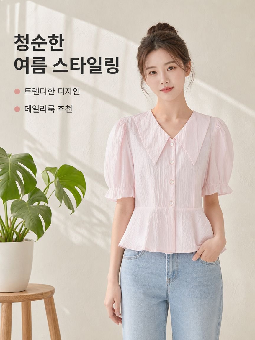 여름용 플러스 사이즈 반팔 셔츠 허리 라인으로 복부를 가리고 슬림해 보이는 청소년 스타일 셔츠