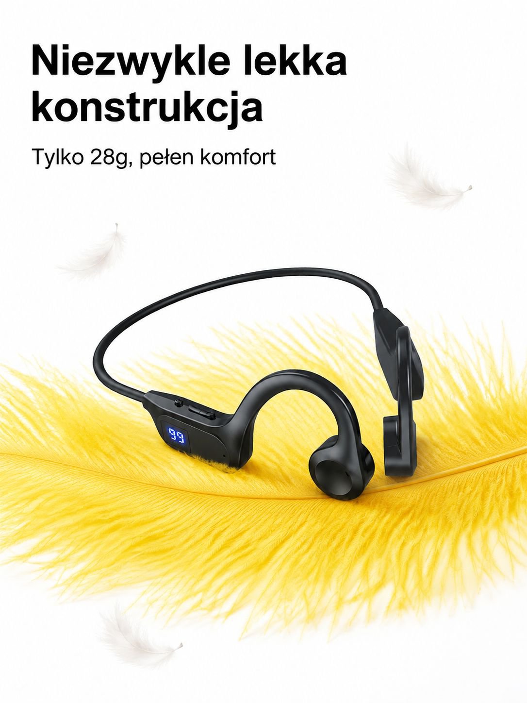 Słuchawki przewodnictwa kostnego Bluetooth z aparatem słuchowym – widok z przodu
