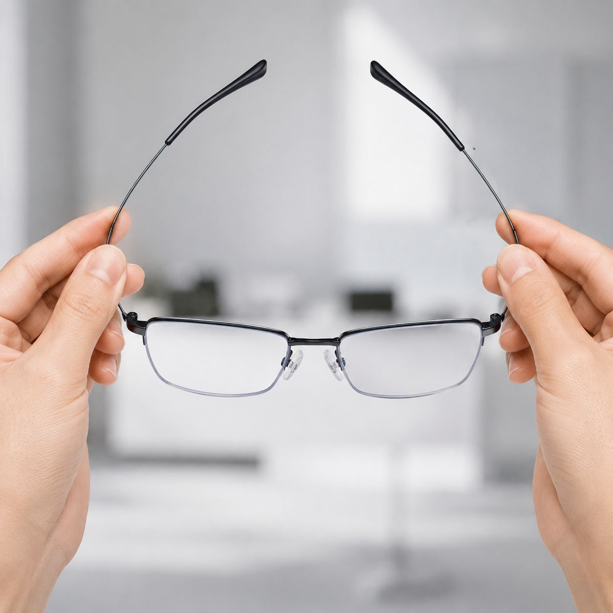Smart Focus Myopia and Presbyopia Dual-use Glasses Anti-Blue Light HD Memory Titanium