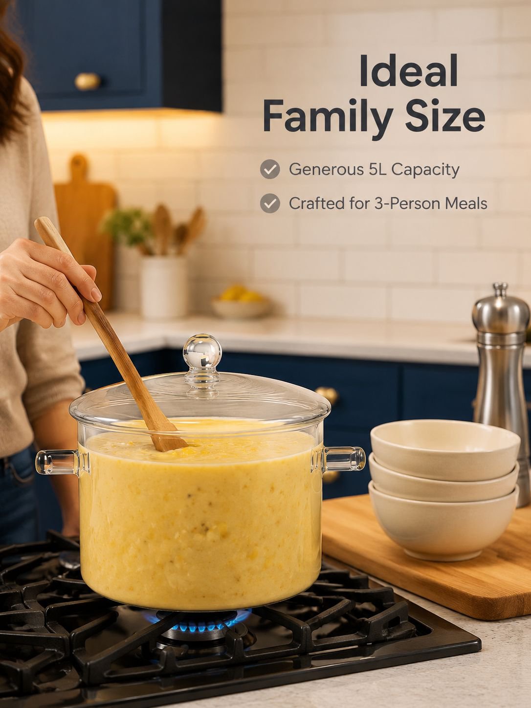 Family soup pot with lid