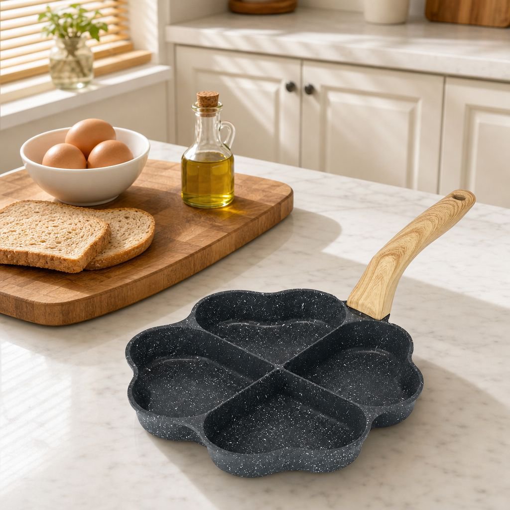 Household Love-shaped Four-hole Breakfast Omelette Mini Non-stick Pan