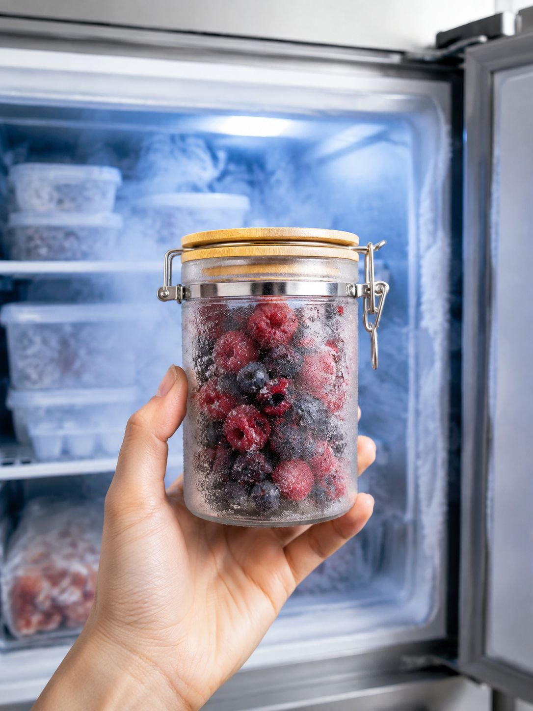 Bote apilable para almacenamiento eficiente de alimentos secos