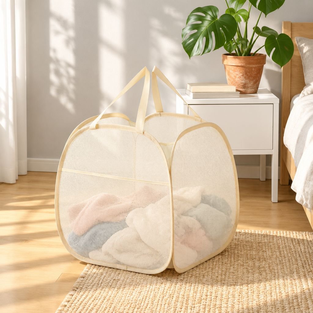 Cesta de ropa sucia plegable de gran capacidad de 90L, cesta de ropa sucia de gran apertura, cesta d