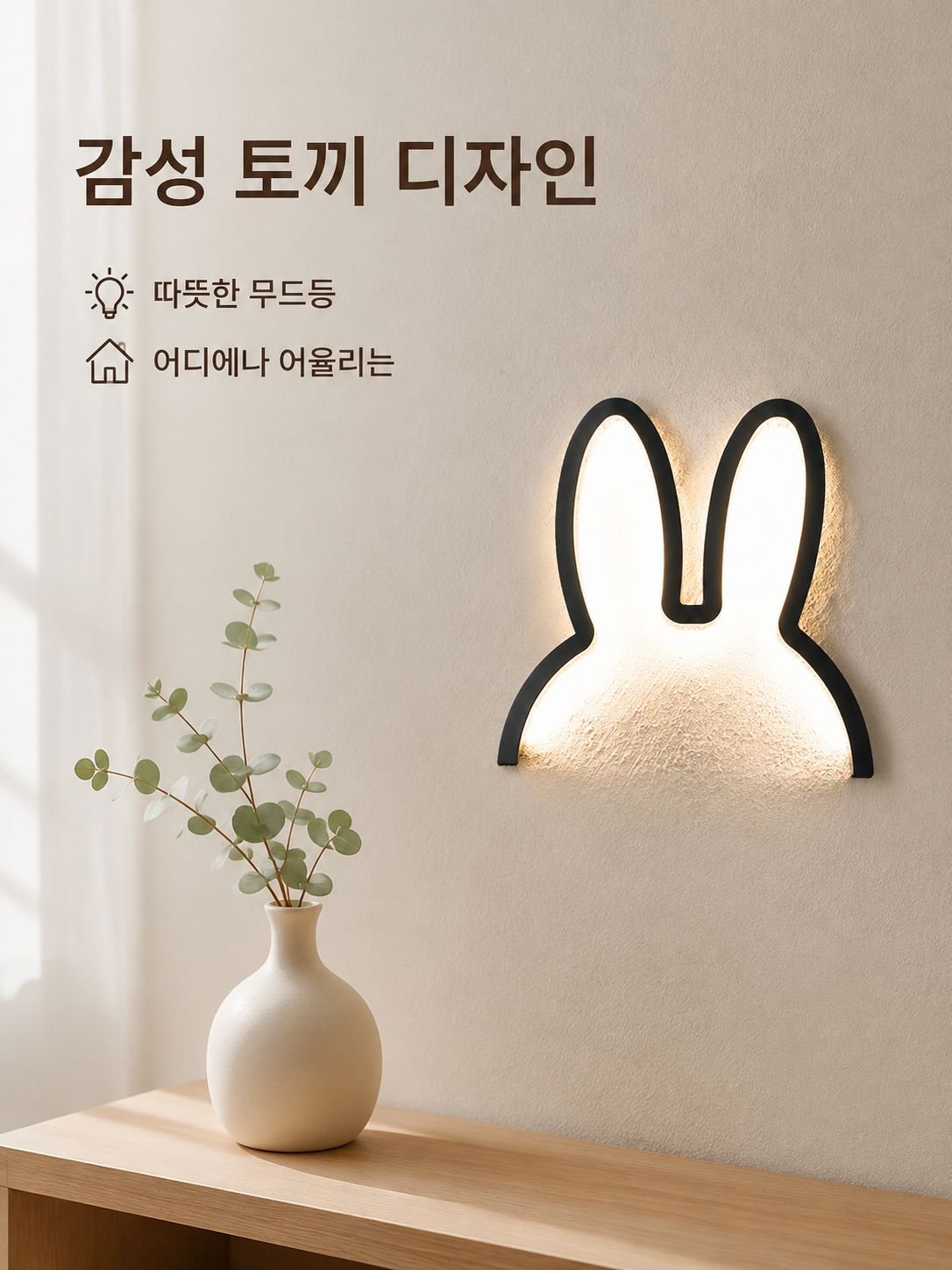 귀여운 토끼귀 벽조명 창의적인 무드등