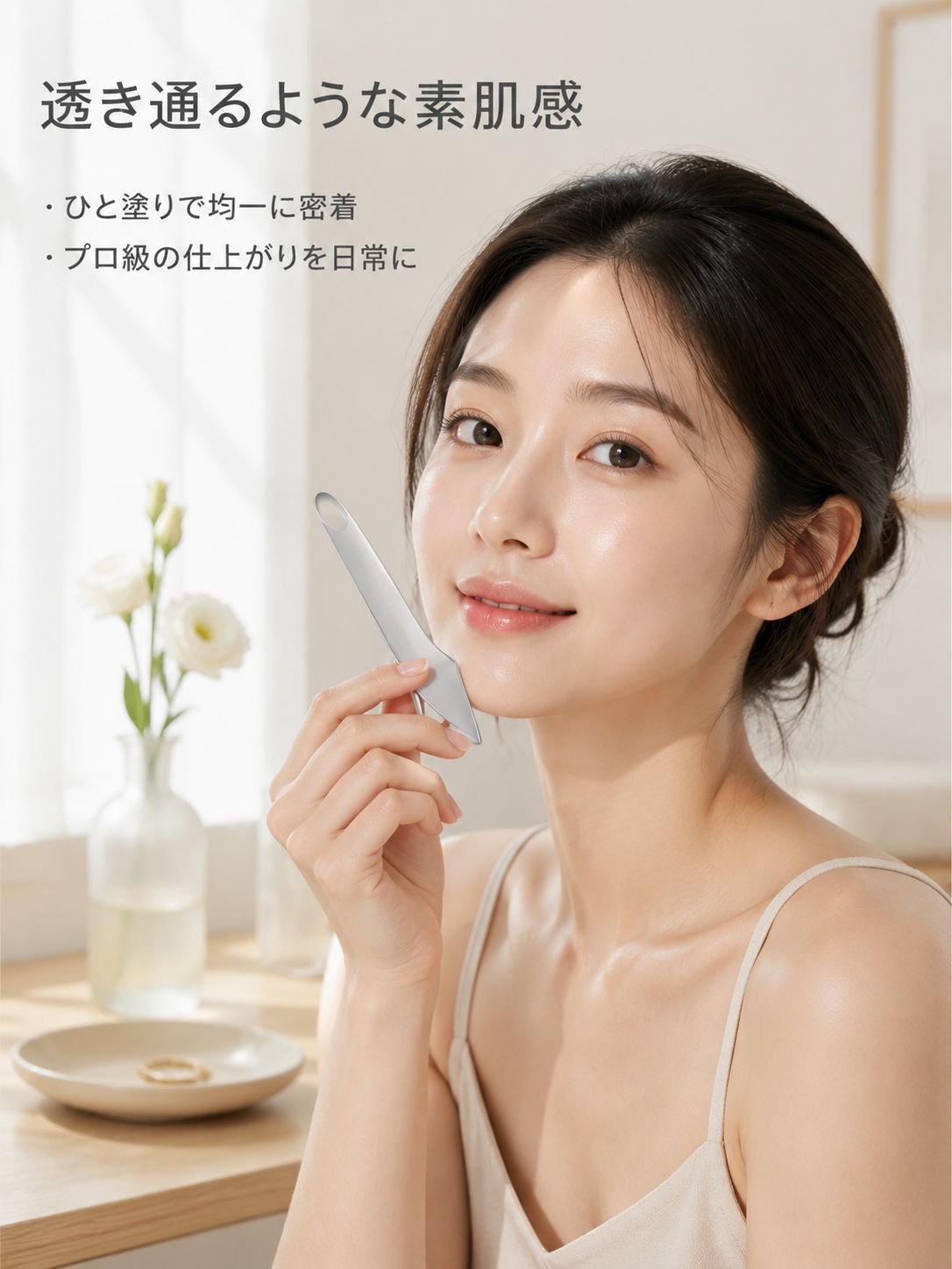 ステンレススチール製両端ファンデーションミキシングスパチュラの全体画像