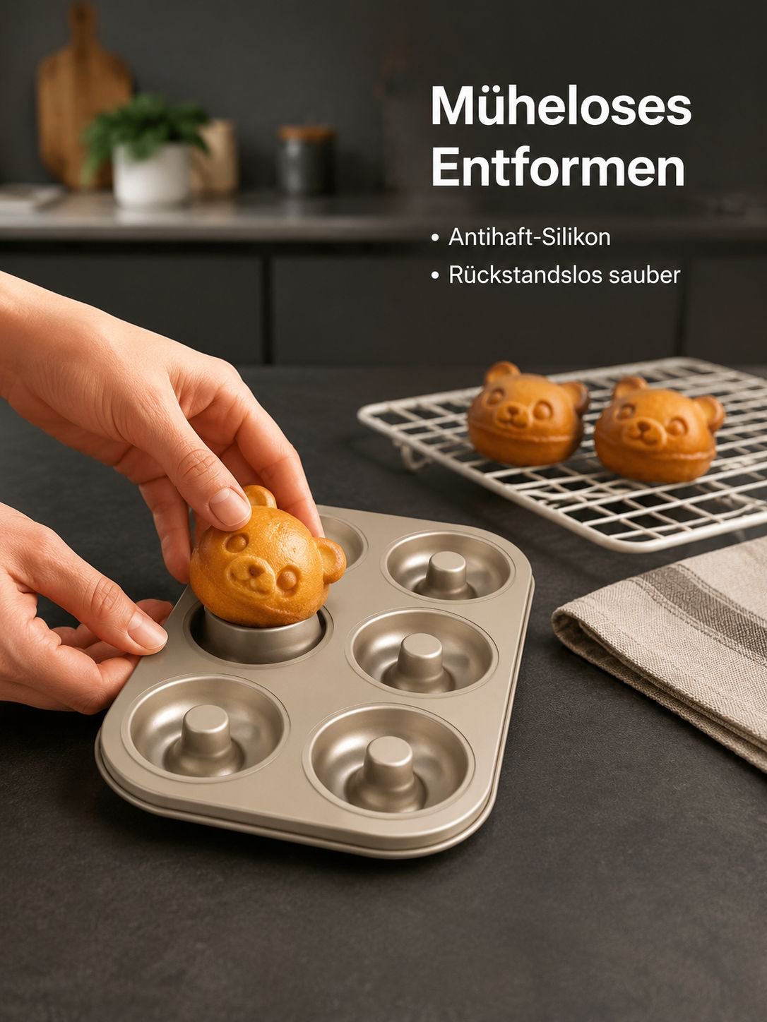 6er Kuchenform Donut Backform mit Muster