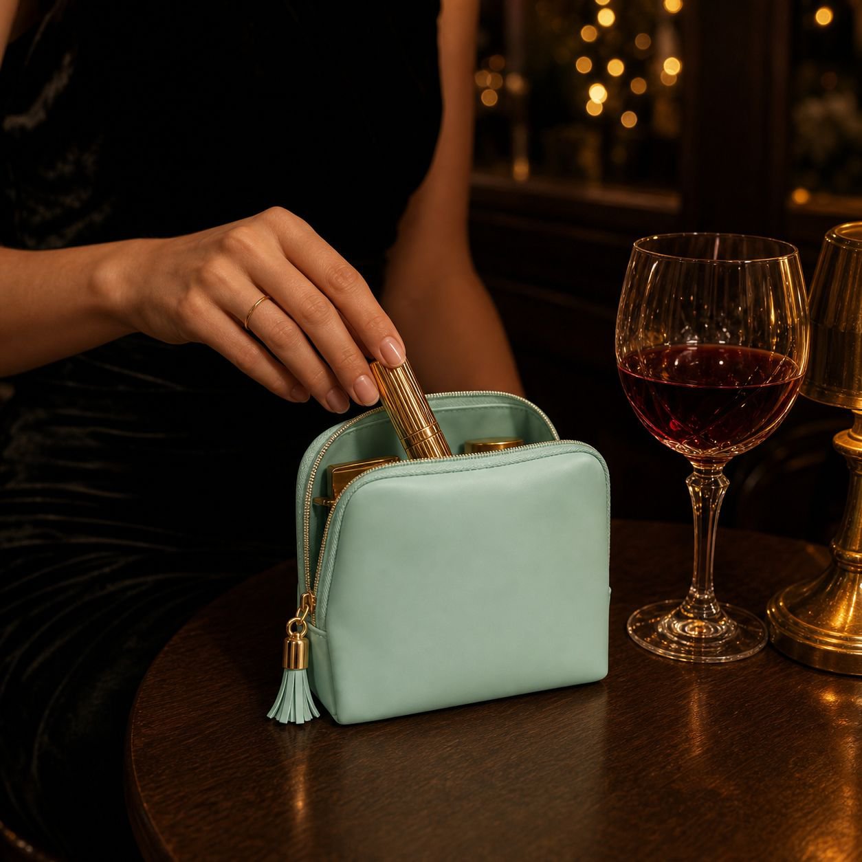 Trousse de maquillage portable, mini sac multifonction pour rouge à lèvres et bijoux