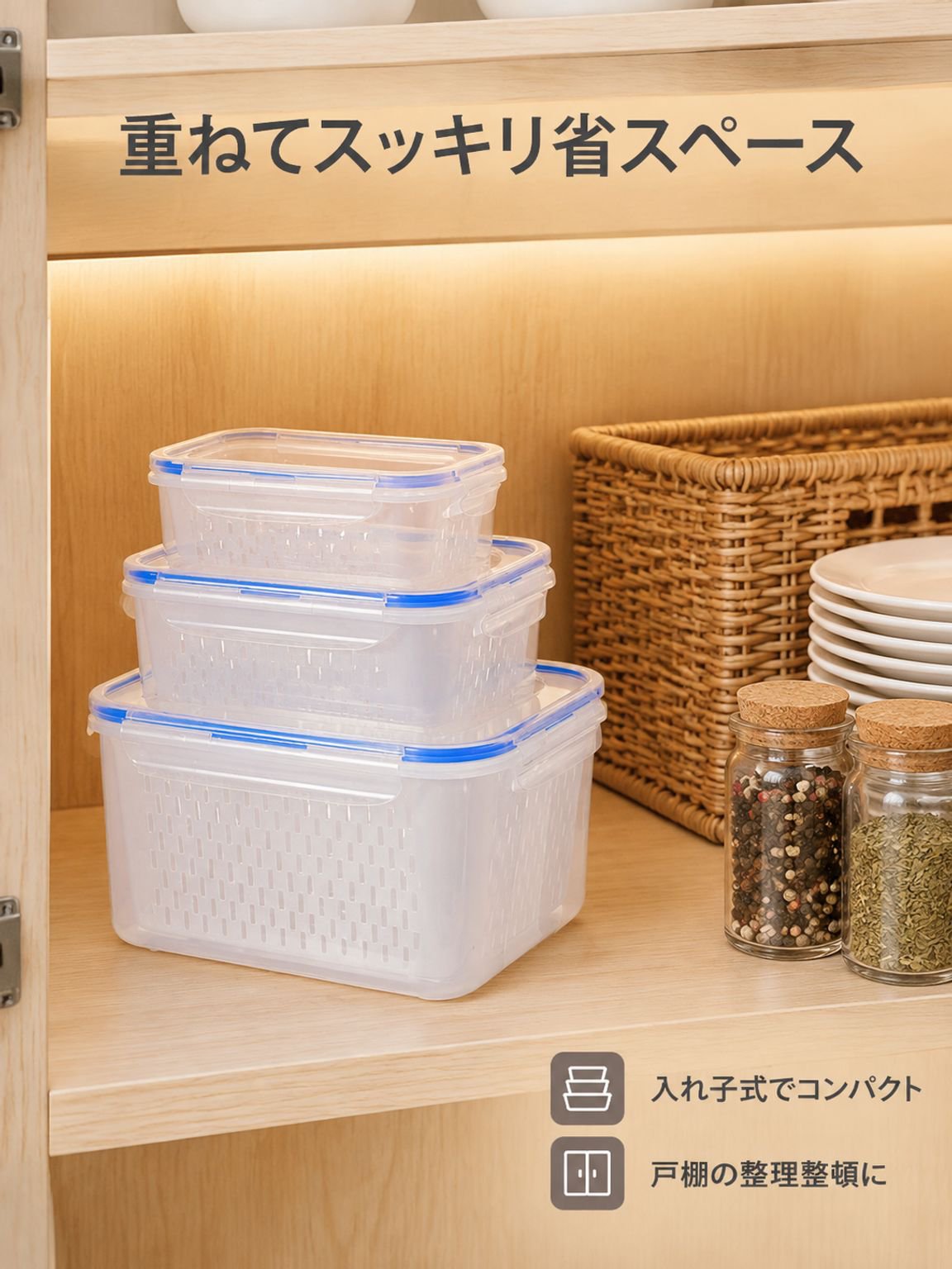 透明プラスチック製密閉保存容器