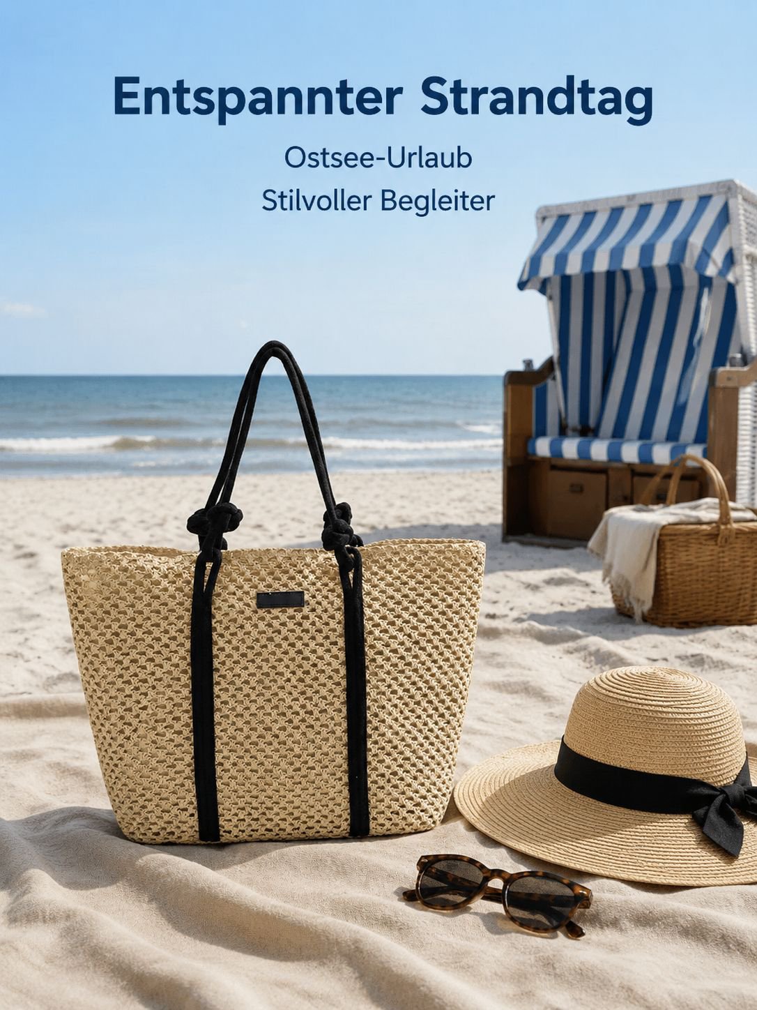 Modische geflochtene Tragetasche für den Strand